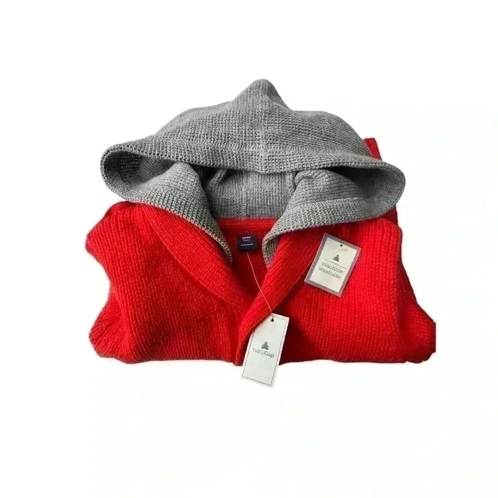 GAP BOYS CARDIGAN LETTERMAN STYLE HOODED SWEATER•SIZE 4T•NWT•ORANGE AND GREY•